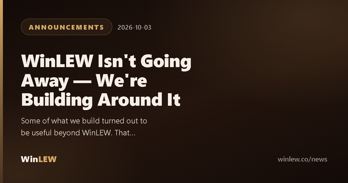 Generated cover for the Oxyon announcement: the category label and headline set on the WinLEW dark gradient.